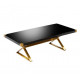 Glam Black Lacquer Top Brushed Gold Base Dining Table